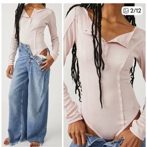 Free People Sloan Henley Bodysuit